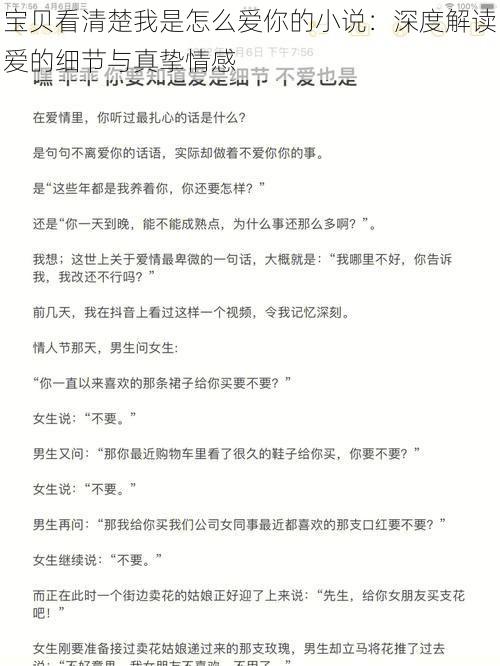 宝贝看清楚我是怎么爱你的小说：深度解读爱的细节与真挚情感