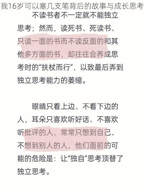 我16岁可以塞几支笔背后的故事与成长思考