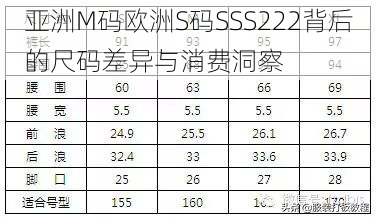 亚洲M码欧洲S码SSS222背后的尺码差异与消费洞察