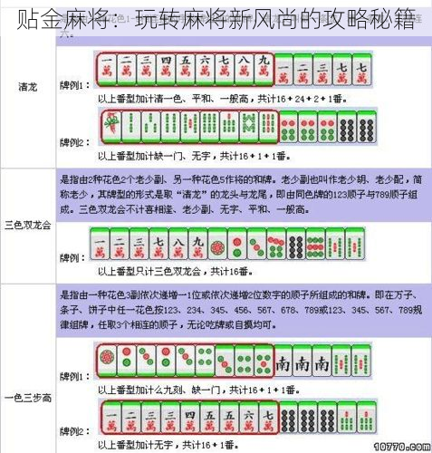 贴金麻将：玩转麻将新风尚的攻略秘籍