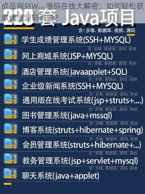 成品网站W灬源码在线大解密：如何轻松获取优质源码资源？
