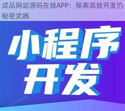 成品网站源码在线APP：探索高效开发的秘密武器