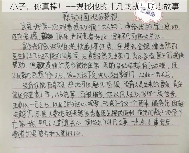 小子，你真棒！——揭秘他的非凡成就与励志故事