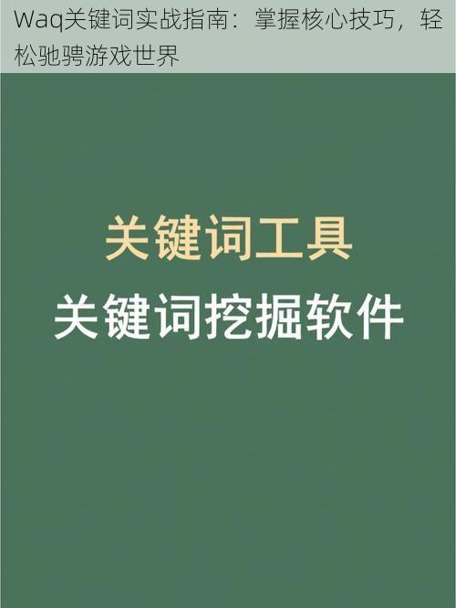 Waq关键词实战指南：掌握核心技巧，轻松驰骋游戏世界