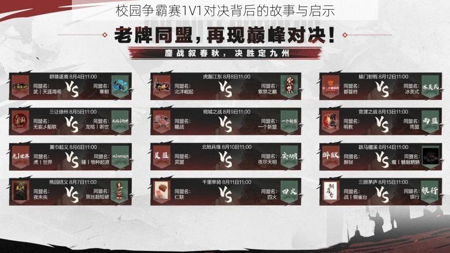 校园争霸赛1V1对决背后的故事与启示