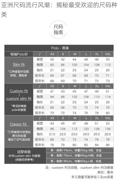 亚洲尺码流行风潮：揭秘最受欢迎的尺码种类