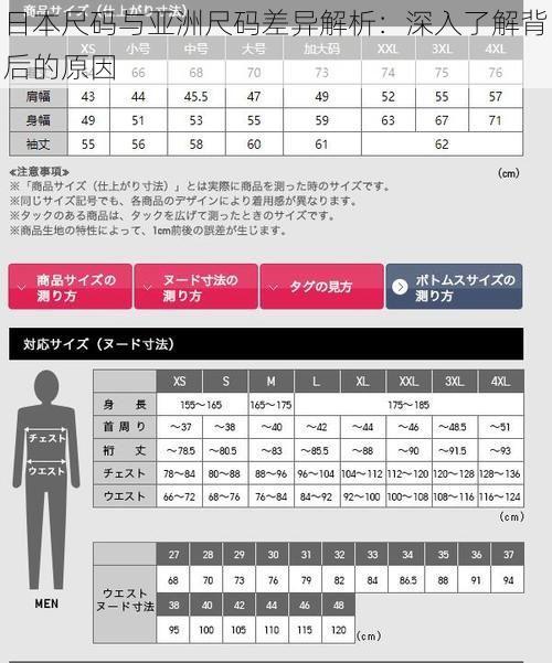 日本尺码与亚洲尺码差异解析：深入了解背后的原因