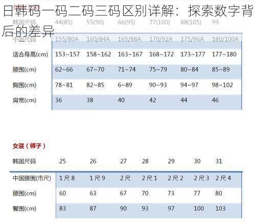 日韩码一码二码三码区别详解：探索数字背后的差异