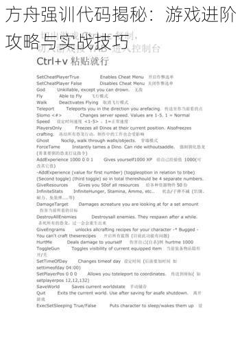 方舟强训代码揭秘：游戏进阶攻略与实战技巧