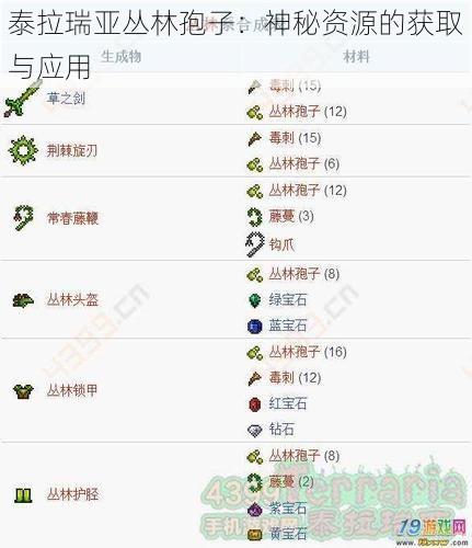 泰拉瑞亚丛林孢子：神秘资源的获取与应用