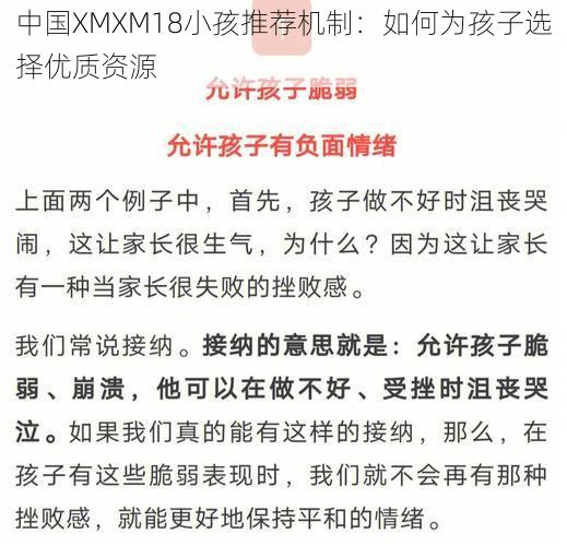 中国XMXM18小孩推荐机制：如何为孩子选择优质资源