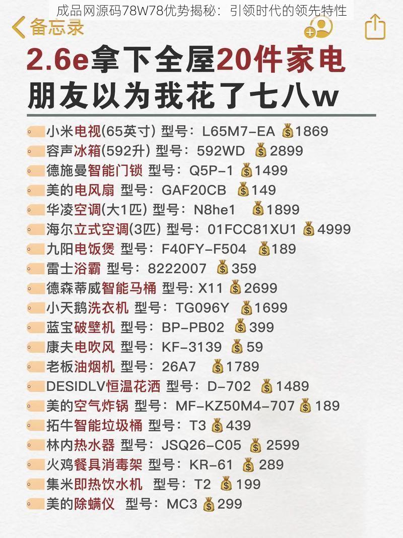 成品网源码78W78优势揭秘：引领时代的领先特性