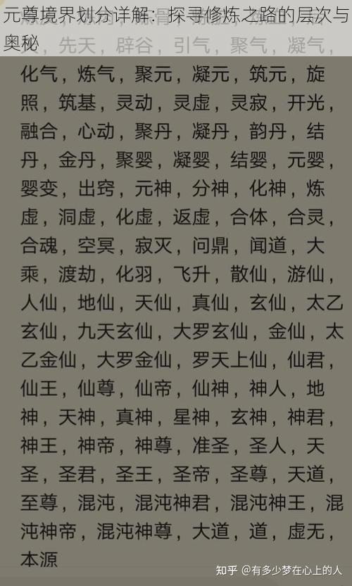 元尊境界划分详解：探寻修炼之路的层次与奥秘