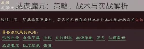 威谋靡亢：策略、战术与实战解析