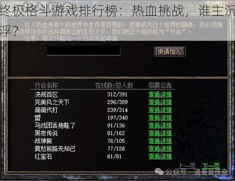 终极格斗游戏排行榜：热血挑战，谁主沉浮？